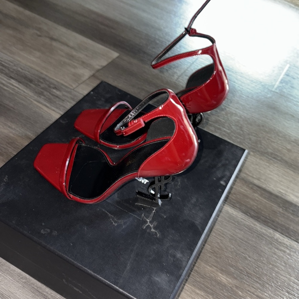 Saint Laurent Red Strappy Heels - Picture 3 of 4